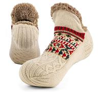 Mulor Calcetines Antideslizantes Hombre Mujer Gruesos Zapatillas Calcetines Térmicos con Forro Polar Pinzas Antideslizantes para Casa