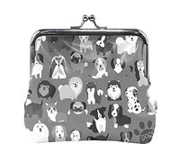 Multi 12 varios pingüinos de dibujos animados patrón sin costuras en gris mujer cuero monedero cerrojo tarjeta cambio de llave cartera pequeña hebilla bolso caso beso bloqueo embrague bolsa bolsillo p