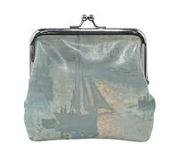 Multi 16 Claude Monet The Artist's Garden in Argenteuil Monedero de Cuero Kiss Lock Clutch Pouch Pocket Hasp Card Key Change Wallet Hebilla Bolso pequeño Case para Mujeres niñas Damas