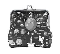 Multi 3 Varios Pingüinos de dibujos animados Patrón sin costuras en gris Mujeres Monedero de cuero Cerradura Tarjeta de cambio de llave Monedero Hebilla pequeña Bolso de mano Estuche Beso Cerradura Em