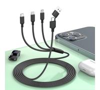 Multi 5 en 1 USB A/tipo C a USB C + Lightning/Micro USB Cable de carga para iPhone, cable de carga de datos de sincronización de nailon trenzado universal de 6 pies para Apple iPhone 14 13 12 11 Plus