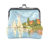 Multi 9 Claude Monet The PARC Monceau Monedero de Cuero Kiss Lock Clutch Pouch Pocket Hasp Card Key Change Wallet Hebilla Bolso pequeño para Mujeres niñas Damas