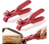 Multi-Angle Hot Plate Gripper, Hot Plate Gripper Tongs, Multi-Function Anti-Scald Bowl Clip, Silicone Non-Slip Dish Holder, Microwave Oven Cooking, for Bowls,Pans,Dishes (Red-2pcs)