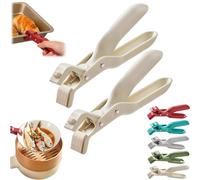Multi Angle Hot Plate Gripper Tongs, Multi-function Anti-scald Bowl Clip, Silicone Non-slip Hot Dish Plate Holder, Microwave Cooking Lifters Tongs, Kitchen Utensil for Bowls,pans,dishes(White*2)