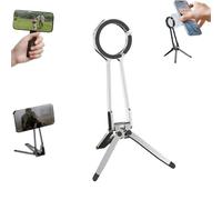 Multi Angle Tri Fold Cell Phone Holder, 360° Rotating Magnetic Phone Stand, Magnetic Phones Tripod Stand, Handheld Phones Grip, Suitable For Self Media Videos, Travel Photography (Silvery)