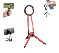 Multi Angle Tri Fold Cell Phone Holder, 360° Rotating Magnetic Phone Stand, Magnetic Phones Tripod Stand, Handheld Phones Grip, Suitable For Self Media Videos, Travel Photography (Red)