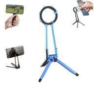 Multi Angle Tri Fold Cell Phone Holder, 360° Rotating Magnetic Phone Stand, Magnetic Phones Tripod Stand, Handheld Phones Grip, Suitable For Self Media Videos, Travel Photography (Blue)