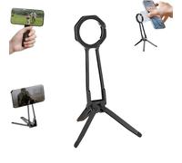 Multi Angle Tri Fold Cell Phone Holder, 360° Rotating Magnetic Phone Stand, Magnetic Phones Tripod Stand, Handheld Phones Grip, Suitable For Self Media Videos, Travel Photography (Black)