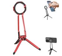 Multi Angle Tri Fold Cell Phone Holder, 360° Rotating Magnetic Phone Stand with Adjustable Tripod, for Most Cell Phones, for Streaming, Shooting, Video, Travel (Red)