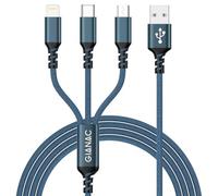 Multi Cable de Carga [0.5M]，3 en 1 Multi USB Cargador Cable Nylon Cable USB con Micro USB Tipo C Lightning de Cargador Carga Rápida para Samsung Galaxy,Huawei,Honor,iPhone,Kindle,MacBook,LG