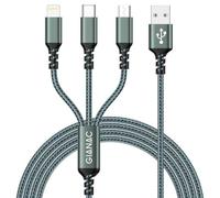 Multi Cable de Carga [2M]，3 en 1 Multi USB Cargador Cable Nylon Cable USB con Micro USB Tipo C Lightning de Cargador Carga Rápida para Samsung Galaxy,Huawei,Honor,iPhone,Kindle,MacBook,LG