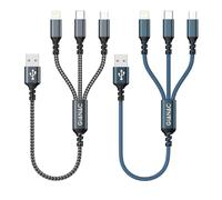 Multi Cable de Carga [2Pack 0.5M] 3 en 1 Multi USB Cargador Cable USB Nylon