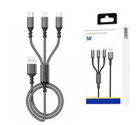 Multi Cable de Carga,3 en 1 Cargador Multiple Nylon Cargador Multiple USB [2Pack 1.2M],para Samsung Galaxy,Huawei,Honor,iPhone,Kindle,MacBook,LG