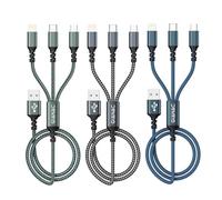 Multi Cable de Carga [3Pack 1.2M] 3 en 1 Multi USB Cargador Cable USB Nylon