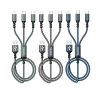 Multi Cable de Carga [3Pack 2M] 3 en 1 Multi USB Cargador Cable USB Nylon