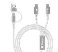 Multi Cable de Carga para iPhone 16 15 Pro Max, [1,2M] 4 en 1 Cable Cargador USB Multiple Carga Rápida con 2 puerto Tipo C, Universal Multicable USB A/USB C para Galaxy LG Huawei Redmi Tablet Macbook