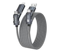Multi Cable de Carga Rápida 4 en 1 [1M] Multi USB Cargador Cable 100W PD con USB A a USBC/Lightning, USB-C a USB C/Lightning para iPhone 16 15 14 Pro/MacBook/iPad/Samsung Galaxy S23 S22 S21