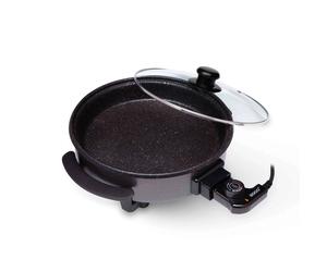Multi cazuela Sogo Paellera Pizza Pan - Tapa Cristal - 32Cm X 5Cm Fondo- 1500W Negro