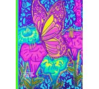 Multi-Color Butterfly And Flowers, 200 Unlined, Floral-Detailed, 8x11 Page, Hardcover Journal, Art Pad, Sketchbook, Drawing Book: Made With Hand-Drawn ... Linder @ MaryEMade And Tammy Thomas @ TammyT