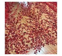 Multi Colored Lace Embroidery Fabric Is An Ideal Material For Making Wedding Dresses, Gowns, And Clothing Accessories(RED)
