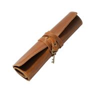 Multi-Compartment Roll-Up Vintage Bag Aesthetic Pencil Case Leather