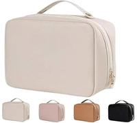 Multi-compartment Toiletry Cosmetics Bag, 2024 New Hanging Travel Toiletry Bag Travel Makeup Bag, Pu Leather Portable Storage Bag, Multi-Purpose Pouchette For Makeup, Toiletry Cosmetics Bag (01)