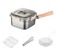 Multi-Function Frying Cooker Set - Deep Fryer with Basket, Cooker, Fresh Keeping & Vegetables Washing, Portable Outdoor Cooking Pot, for Kitchen Home Use (Silver)