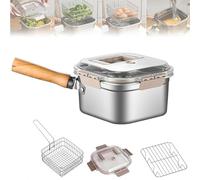 Multi-Function Frying Cooker Set, Detachable Portable Stainless Steel Portable Outdoor Cooking Pot with Frying Basket for Kitchen French Fries, Chicken (1set)