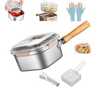 Multi-Function Frying Cooker Set - Fryer, Cooker, 2025 Portable Stainless Steel Deep Fryer Pot with Basket, Tongs & Oil Drip Rack, Portable Outdoor Cooking Pot, for Kitchen French Fries Etc (Set B)