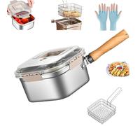 Multi-Function Frying Cooker Set - Fryer, Cooker, 2025 Portable Stainless Steel Deep Fryer Pot with Basket, Tongs & Oil Drip Rack, Portable Outdoor Cooking Pot, for Kitchen French Fries Etc (Set A)