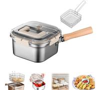 Multi-Function Frying Cooker Set - Fryer, Cooker, 2025 Portable Stainless Steel Deep Fryer Pot with Basket, Tongs & Oil Drip Rack, for Kitchen French Fries, Chicken Etc (Set B)