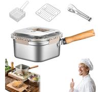 Multi-function Frying Cooker Set - Fryer, Cooker, Cooker, Fresh Keeping & Veggie Wash, 2.6 qt Stainless Steel Portable Outdoor Pot w/Basket, Tongs & Drip Rack for Chicken, French Fries & (1SET)