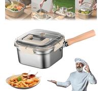 Multi-function Frying Cooker Set - Fryer, Cooker, Fresh Keeping & Vegetables Washing, Portable Outdoor Cooking Pot with Frying Basket, Tongs and Oil Drip Rack (Set A)