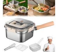 Multi-function Frying Cooker Set- Fryer, Cooker, Fresh Keeping & Vegetables Washing, Stainless Steel Deep Fryer Pot With Basket, for Kitchen French Fries, Chicken Etc (Set C)