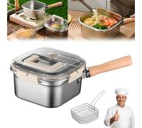 Multi-function Frying Cooker Set- Fryer, Cooker, Fresh Keeping & Vegetables Washing, Stainless Steel Deep Fryer Pot With Basket, for Kitchen French Fries, Chicken Etc (Set A)