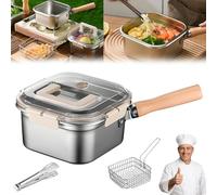 Multi-function Frying Cooker Set- Fryer, Cooker, Fresh Keeping & Vegetables Washing, Stainless Steel Deep Fryer Pot With Basket, for Kitchen French Fries, Chicken Etc (Set B)