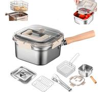 Multi-Function Frying Cooker Set, Fryer, cooker, Fresh Keeping & Vegetables Washing, Stainless Steel Deep Fryer Pot With Basket, Portable Outdoor Cooking Pot (1 set)