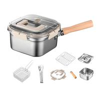 Multi-Function Frying Cooker Set - Fryer, cooker, Fresh Keeping & Vegetables Washing, Stainless Steel Portable Outdoor Cooking Pot, for Kitchen French Fries with Frying Basket (A complete set)