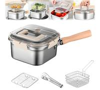 Multi-Function Frying Cooker Set - Fryer, Fresh Keeping & Vegetables Washing, Detachable Portable Stainless Steel Outdoor Cooking Pot with Fry Basket, for Frying, Cooking and Vegetable Washing (1Set)