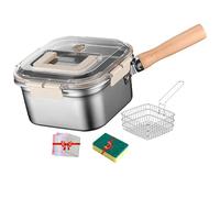 Multi-Function Frying Cooker Set, Portable Stainless Steel Outdoor Cooking Pot, Japanese Multi Frying Cooker with Tongs, Basket, Oil Drip Rack (Set-A)