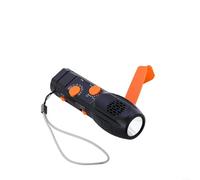 Multi-Function Hand Crank Flashlight With Radio & SOS Alarm, 19.5x7.5x6.5cm ABS Emergency-Device, Built-in Phone Charger, For Camping/Hiking/Survival Kits, Solar & Manual Power Options(black)