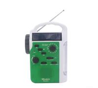 Multi-Function Solar Hand Crank Radio Flashlight, 20x14x6.5cm ABS Emergency-Device with Phone Charger & SOS Alarm, for Camping/Hiking/Survival Kits, Dual Power (Solar/Crank) for Off-Grid Use(green)