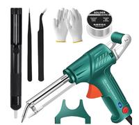 Multi-function Soldering Iron Soldering Gun Set, Soldering Gun Kit,60W External Heating Soldering Gun,Automatic Auto Send Tin Soldering Gun Kit for Electronics Welding Repair DIY (5-piece Set,Green)