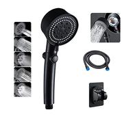 Multi-Functional High Pressure Shower Head with 6 Modes,Super Strong Rain Shower Head,Household Handheld Bath Bathroom Water Saving Shower,With One Click Water Stop Switch,Easy to Install. (Negro)