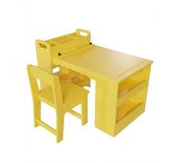 Multi-Functional Kids Art Table and 2 Chairs Set - Wooden Craft Desk with Large Storage Shelves - Perfect for Drawing, Learning, and Activities - Sturdy Children’s Furniture for Home