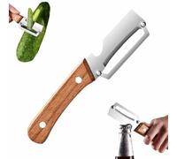 Multi-Functional Kitchen Vegetable Peeler,With Wooden Handle And Bottle Opener,2-In-1 Stainless Steel Pota To Peelers,For Fruit Veggie Pumpkin Papaya Zucchini (1 pcs)