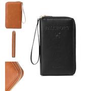 Multi-Functional RFID Passport Wallet,Simple Plain Passport Cases Back To School,passport Holder for Travel Essentials,Travel Wallet,Zipper Travel Card Holder,Anti-Theft Protective Case (Black)