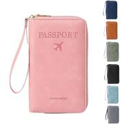 Multi-Functional RFID Passport Wallet - Travel Essential Rfidpassport Holder Wallets for Women Men (Pink)