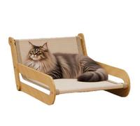 Multi-Functional Sisal Cat Scŕatching Post - 3-in-1 Bed Hammock Lounge | Wear-Resistant Lint-Free 24x16 Inch Wooden Cat Furniture | For Curly-Haired Cats Indoor Use, Scratching Napping Relaxing