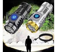 Multi-Functional Three-Eyed Mini Flash, Three-Eyed Monster Mini Flashlight, Ultra-Bright LED Super Power Flashlight, USB-C Rechargeable (Black+Silver)